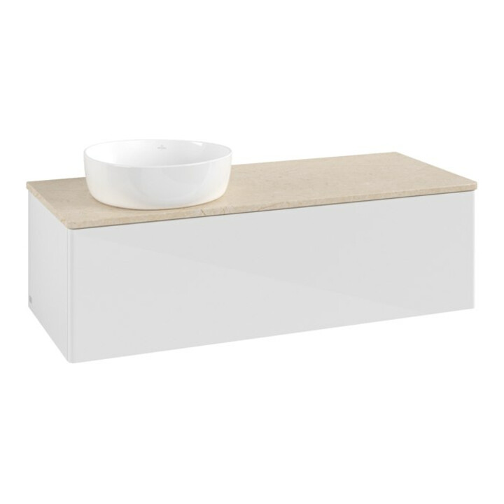 V&B Meuble sous lavabo sans structure de façade, avec éclairage Antao 120x36x50cm, WBP botti., blanc brillant Lac