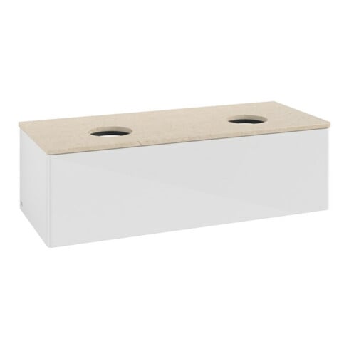 V&B Meuble sous lavabo sans structure de façade, avec éclairage Antao 120x36x50cm, WBP botti., blanc brillant Lac