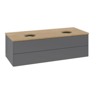 V&B Meuble sous-lavabo sans structure de façade, avec éclairage Antao 120x36x50cm, WBP chêne hon. Oa, anthracite m Lac