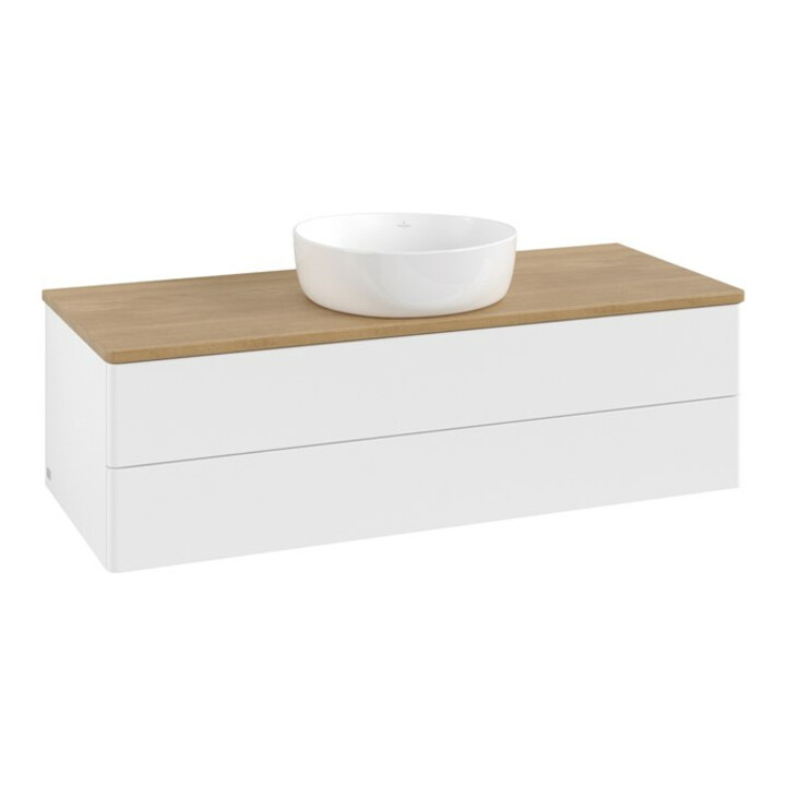 V&B Meuble sous lavabo sans structure de façade, avec éclairage Antao 120x36x50cm, WBP hon. Oa, blanc avec Lac