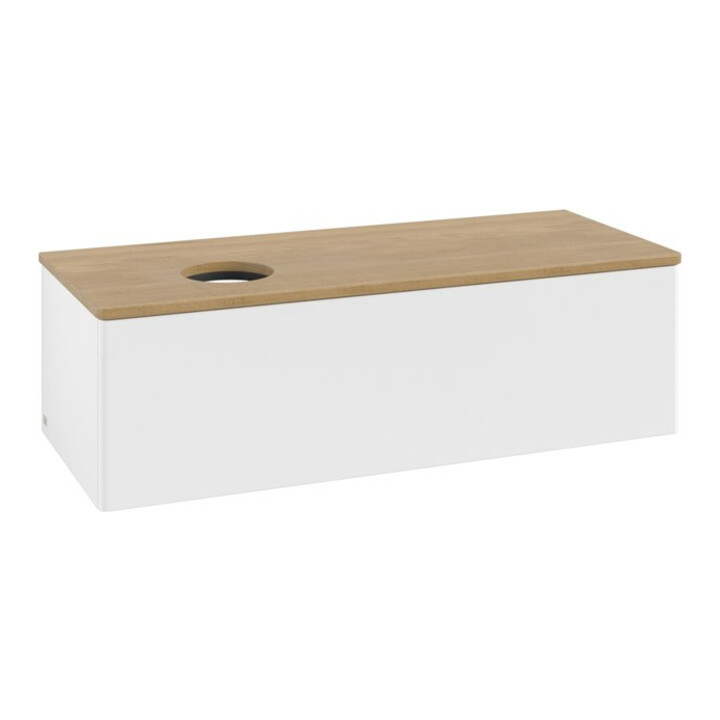 V&B Meuble sous lavabo sans structure de façade, avec éclairage Antao 120x36x50cm, WBP hon. Oa, blanc mat Lac