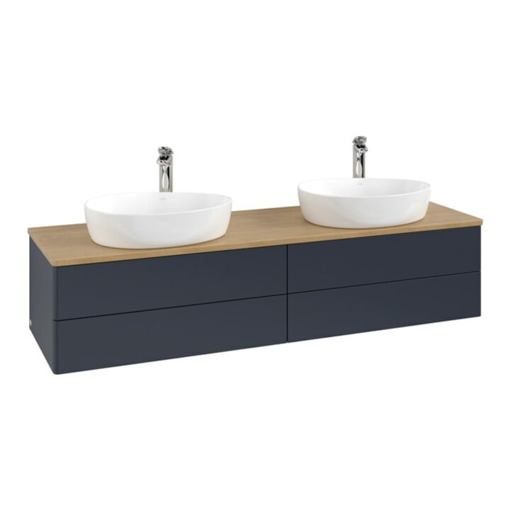 V&B Meuble sous lavabo sans structure de façade, avec éclairage Antao 160x50 cm, HL, WBP chêne hon. Oa, avec miroir m Lac