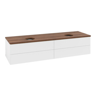 V&B Meuble sous lavabo sans structure de façade, avec éclairage Antao 160x50cm, couleur WBP blanc bois, blanc mat Lac