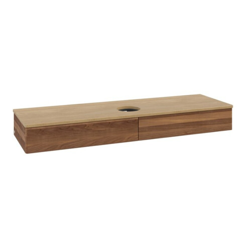 V&B Meuble sous-lavabo sans structure de façade, avec éclairage Antao 160x50cm, couleur WBP hon. Oa, noyer chaud