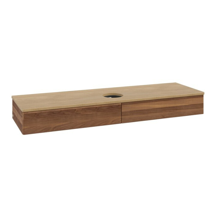 V&B Meuble sous-lavabo sans structure de façade, avec éclairage Antao 160x50cm, couleur WBP hon. Oa, noyer chaud