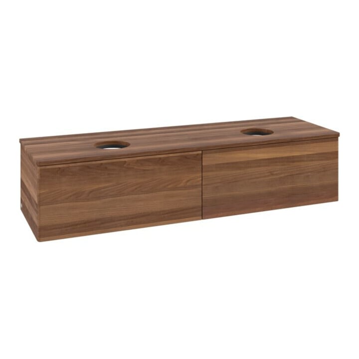 V&B Meuble sous lavabo sans structure de façade, avec éclairage Antao 160x50cm, couleur WBP noyer chaud