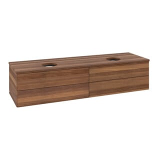 V&B Meuble sous-lavabo sans structure de façade, avec éclairage Antao 160x50cm, couleur WBP noyer chaud