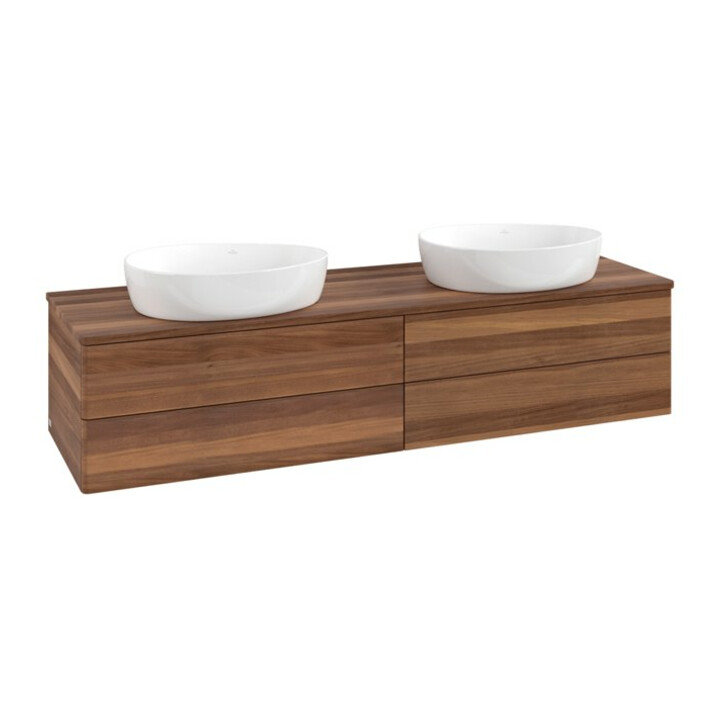 V&B Meuble sous-lavabo sans structure de façade, avec éclairage Antao 160x50cm, couleur WBP noyer chaud
