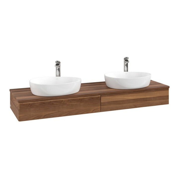 V&B Meuble sous lavabo sans structure de façade, avec éclairage Antao 160x50cm, H I P, couleur WBP blanc wal, blanc wal
