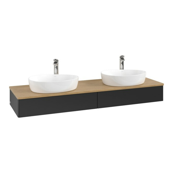 V&B Meuble sous lavabo sans structure de façade, avec éclairage Antao 160x50cm, H I P, WBP hon. Oa, bleu m Lac