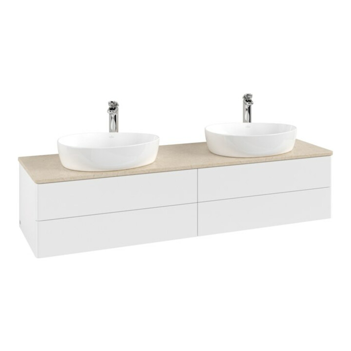 V&B Meuble sous lavabo sans structure de façade, avec éclairage Antao 160x50cm, HL, WBP botti., blanc mat Lac