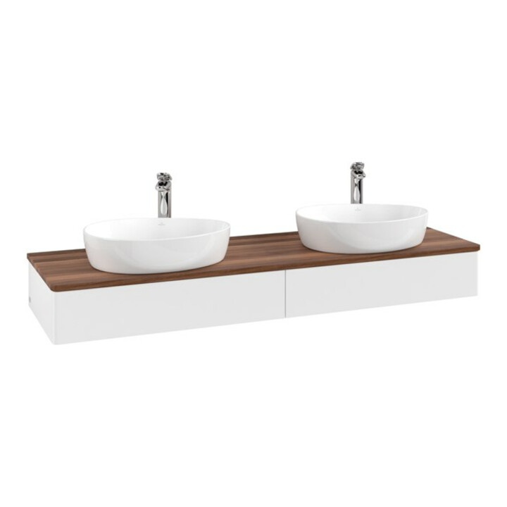 V&B Meuble sous-lavabo sans structure de façade, avec éclairage Antao 160x50cm, HL, WBP w. wal, blanc m Lac