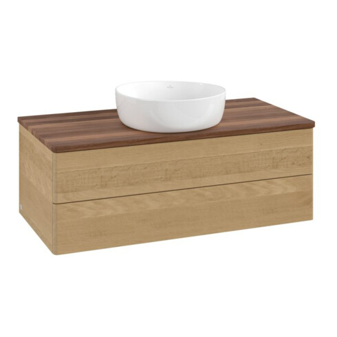 V&B Meuble sous lavabo sans structure de façade - Éclairage Antao 100x36x50cm, couleur WBP blanc, chêne miel