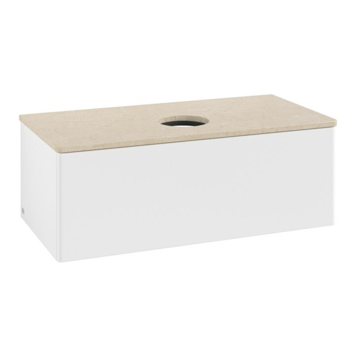 V&B Meuble sous lavabo sans structure de façade, éclairage Antao 100x36x50cm, couleur WBP botti., blanc mat Lac