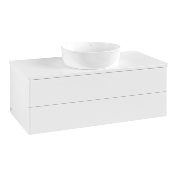 V&B Meuble sous lavabo sans structure de façade - Éclairage Antao 100x36x50cm, couleur WBP Lac, blanc avec Lac