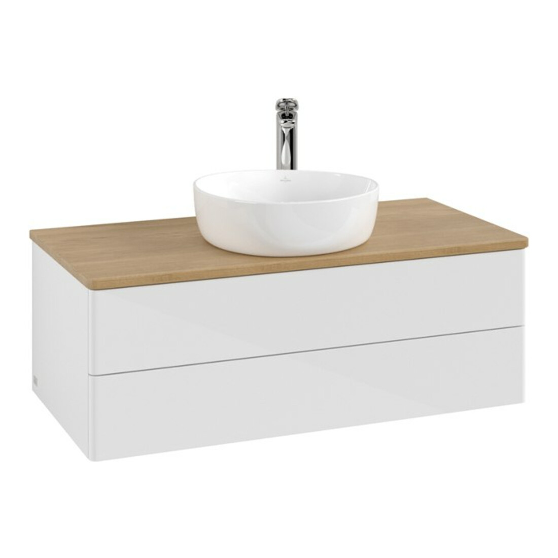V&B Meuble sous lavabo sans structure de façade - Éclairage Antao 100x36x50cm, HL, WBP hon. Oa, blanc laqué