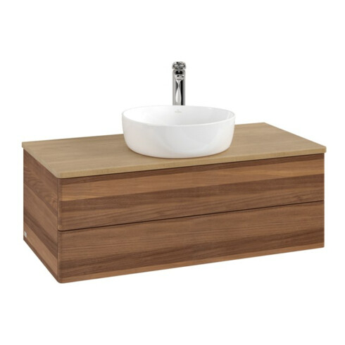 V&B Meuble sous lavabo sans structure de façade - Éclairage Antao 100x36x50cm, HL, WBP hon. Oa, blanc wal