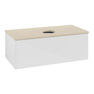 V&B Meuble sous lavabo sans structure de façade, éclairage Antao 100x36x50cm, WBP botti., blanc brillant Lac