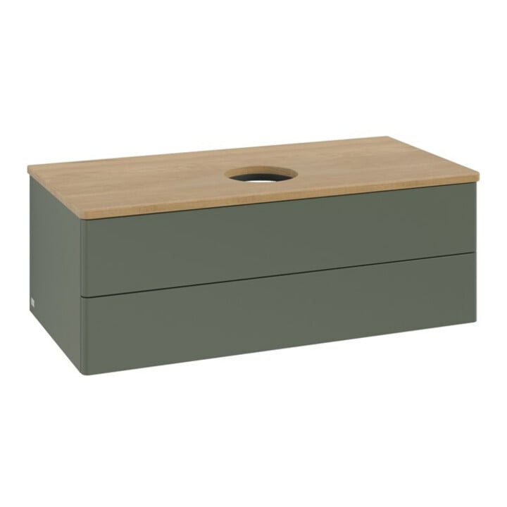 V&B Meuble sous lavabo sans structure de façade - Éclairage Antao 100x36x50cm, WBP chêne hon. Oa, gris lea m Lac