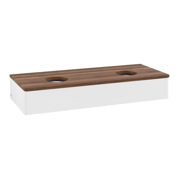 V&B Meuble sous lavabo sans structure de façade, éclairage Antao 120x19x50cm, couleur WBP w. wal, blanc m Lac