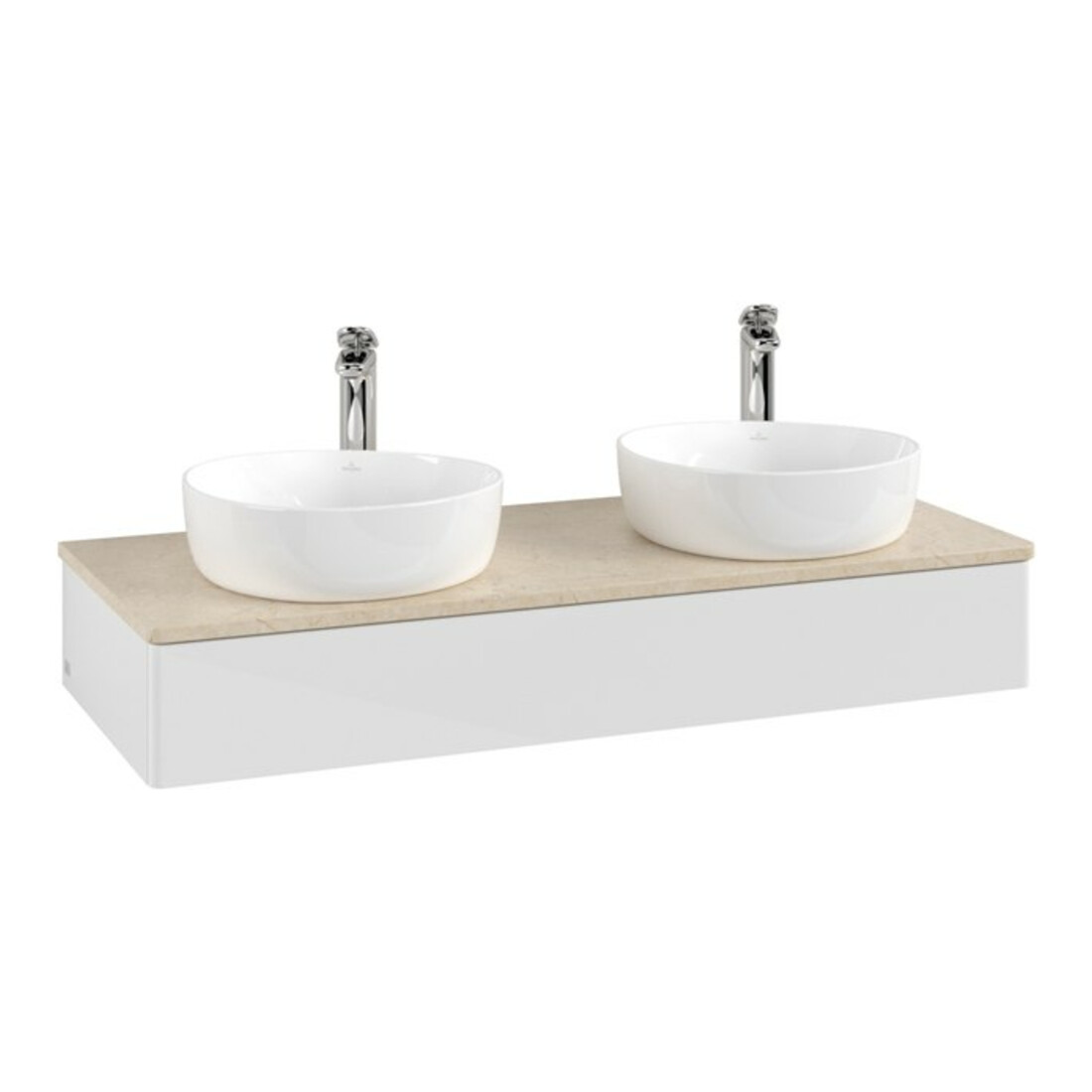 V&B Meuble sous lavabo sans structure de façade, éclairage Antao 120x19x50cm, H I P, WBP botti., blanc brillant Lac