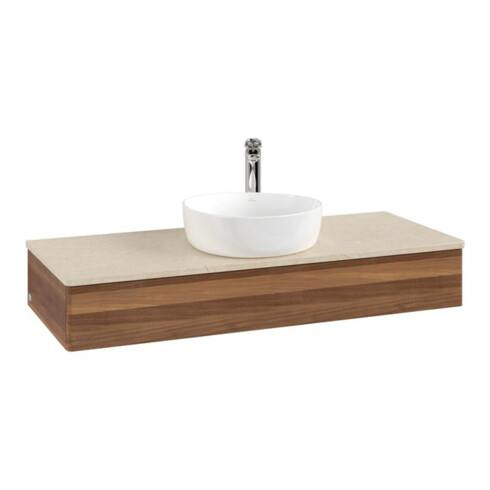 V&B Meuble sous lavabo sans structure de façade, éclairage Antao 120x19x50cm, H I P, WBP botti., blanc wal