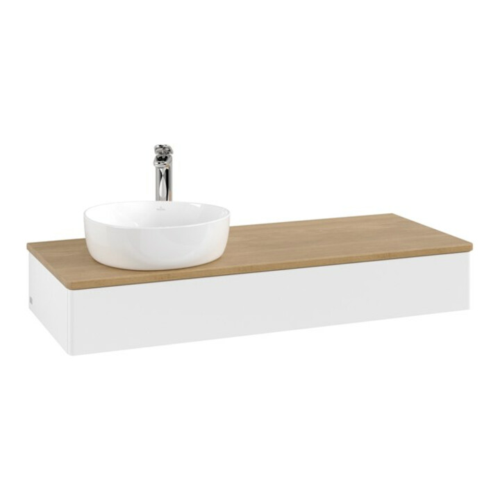 V&B Meuble sous lavabo sans structure de façade, éclairage Antao 120x19x50cm, H I P, WBP hon. Oa, blanc avec Lac