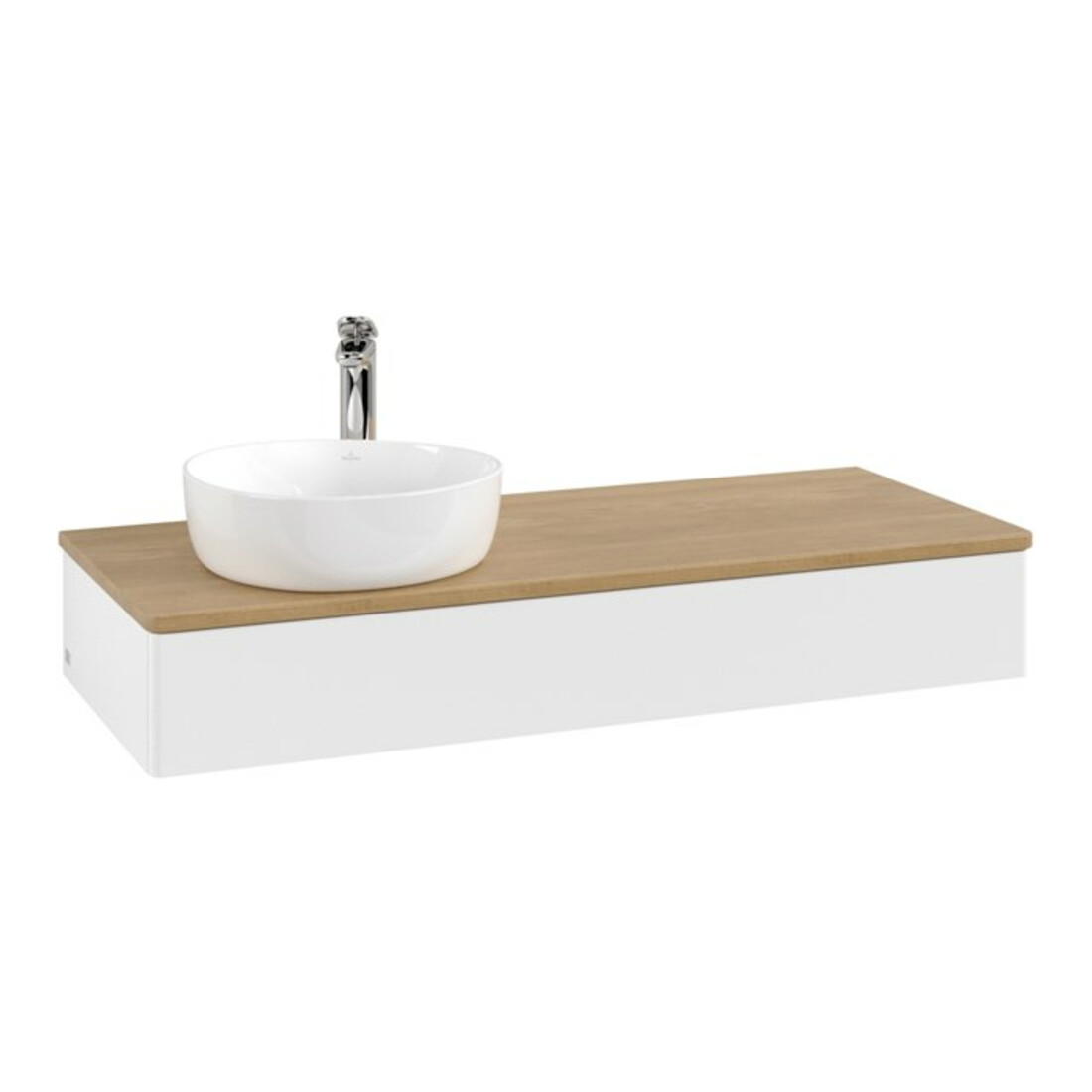 V&B Meuble sous lavabo sans structure de façade, éclairage Antao 120x19x50cm, H I P, WBP hon. Oa, blanc avec Lac