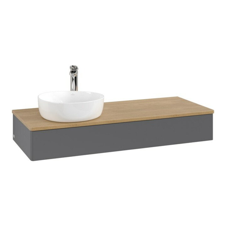 V&B Meuble sous lavabo sans structure de façade, éclairage Antao 120x19x50cm, HI, WBP hon. Oa, A m Lac