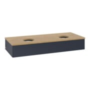 V&B Meuble sous lavabo sans structure de façade, éclairage Antao 120x19x50cm, WBP chêne, avec bleu mat Lac