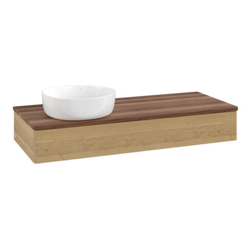 V&B Meuble sous lavabo sans structure de façade, éclairage Antao 120x19x50cm, WBP couleur w. wal, chêne miel