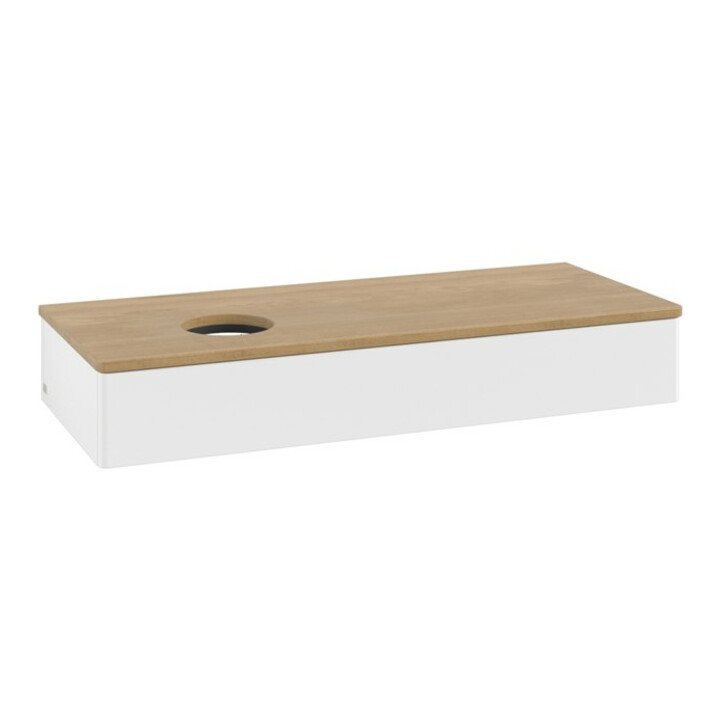 V&B Meuble sous lavabo sans structure de façade, éclairage Antao 120x19x50cm, WBP hon. Oa, blanc mat Lac