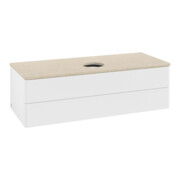 V&B Meuble sous lavabo sans structure de façade, éclairage Antao 120x36x50cm, couleur WBP botti., blanc mat Lac