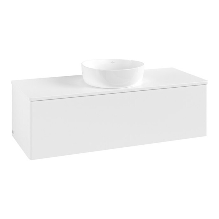 V&B Meuble sous lavabo sans structure de façade, éclairage Antao 120x36x50cm, couleur WBP Lac, blanc avec Lac