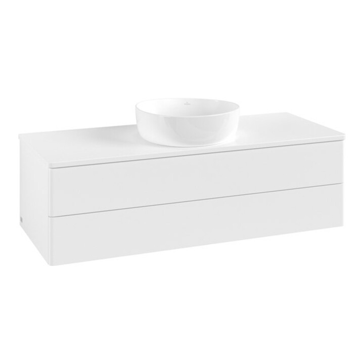 V&B Meuble sous lavabo sans structure de façade, éclairage Antao 120x36x50cm, couleur WBP Lac, blanc avec Lac