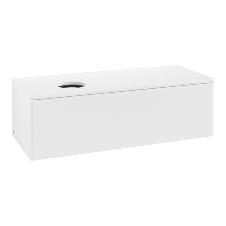 V&B Meuble sous lavabo sans structure de façade, éclairage Antao 120x36x50cm, couleur WBP Lac, blanc avec Lac
