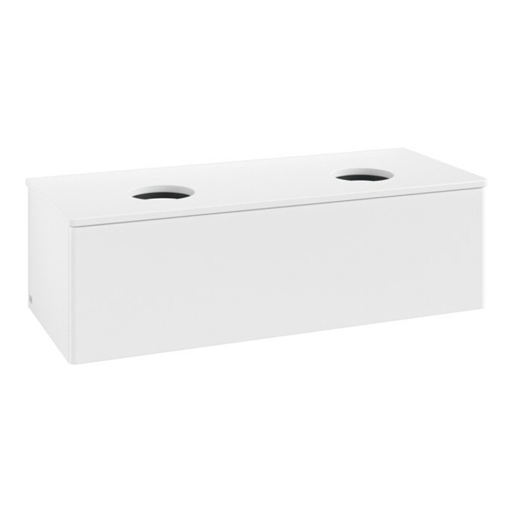 V&B Meuble sous lavabo sans structure de façade, éclairage Antao 120x36x50cm, couleur WBP Lac, blanc avec Lac