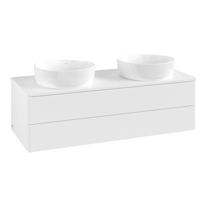 V&B Meuble sous-lavabo sans structure de façade, éclairage Antao 120x36x50cm, couleur WBP Lac, blanc avec Lac