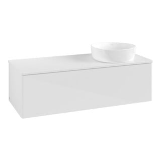V&B Meuble sous lavabo sans structure de façade, éclairage Antao 120x36x50cm, couleur WBP Lac, blanc brillant Lac