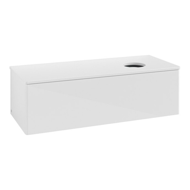 V&B Meuble sous lavabo sans structure de façade, éclairage Antao 120x36x50cm, couleur WBP Lac, blanc brillant Lac
