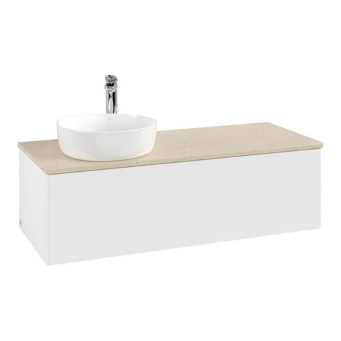 V&B Meuble sous lavabo sans structure de façade, éclairage Antao 120x36x50cm, HI, WBP botti., blanc mat Lac