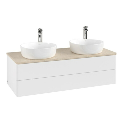 V&B Meuble sous-lavabo sans structure de façade, éclairage Antao 120x36x50cm, HI, WBP botti., blanc mat Lac