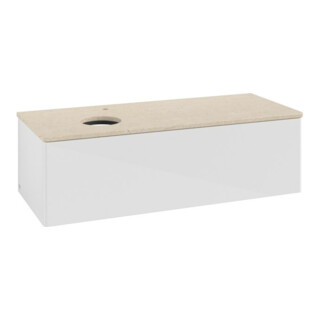 V&B Meuble sous lavabo sans structure de façade, éclairage Antao 120x36x50cm, HL, WBP botti., blanc brillant Lac