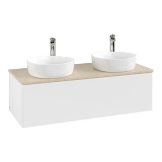 V&B Meuble sous-lavabo sans structure de façade, éclairage Antao 120x36x50cm, HL, WBP botti., blanc mat Lac