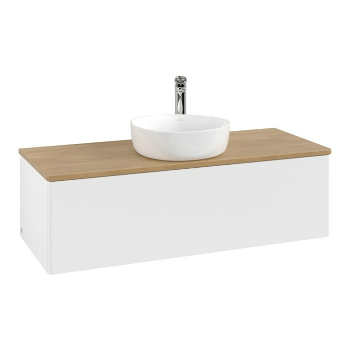 V&B Meuble sous lavabo sans structure de façade, éclairage Antao 120x36x50cm, HL, WBP hon. Oa, bl. avec Lac