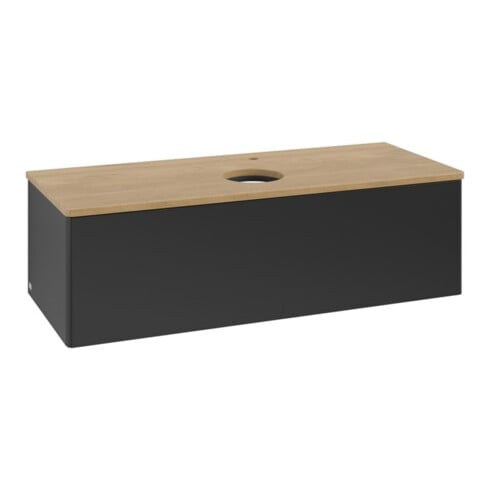 V&B Meuble sous lavabo sans structure de façade, éclairage Antao 120x36x50cm, HL, WBP hon. Oa, bleu avec Lac