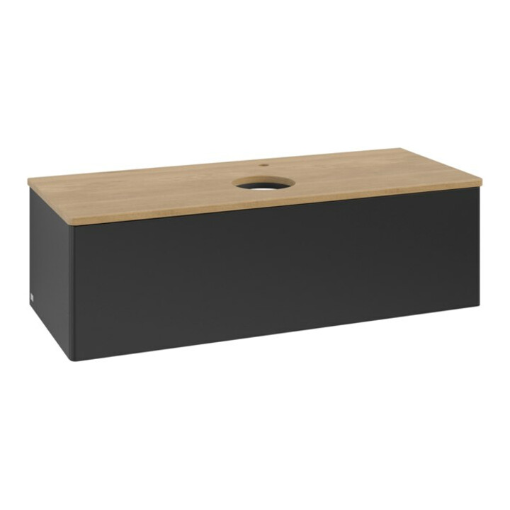 V&B Meuble sous lavabo sans structure de façade, éclairage Antao 120x36x50cm, HL, WBP hon. Oa, bleu avec Lac