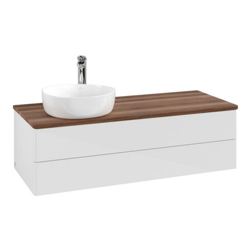 V&B Meuble sous lavabo sans structure de façade, éclairage Antao 120x36x50cm, HL, WBP w. wal, blanc brillant Lac