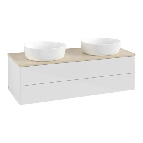 V&B Meuble sous lavabo sans structure de façade, éclairage Antao 120x36x50cm, WBP botti., blanc brillant Lac