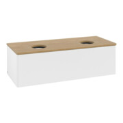V&B Meuble sous-lavabo sans structure de façade, éclairage Antao 120x36x50cm, WBP chêne hon. Oa, blanc mat Lac